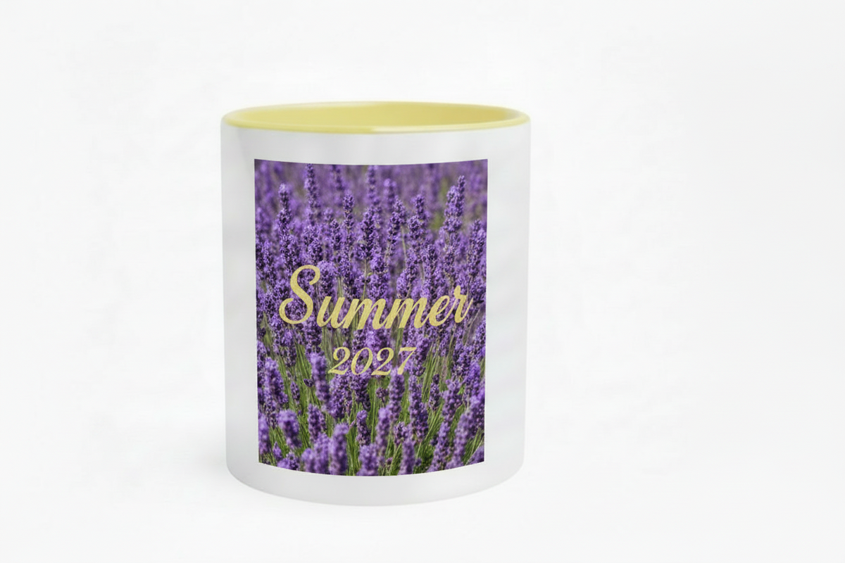 White 11oz Ceramic Mug with Color Inside Ceramic Yellow
