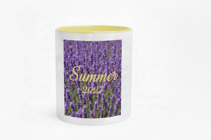 White 11oz Ceramic Mug with Color Inside Ceramic Yellow