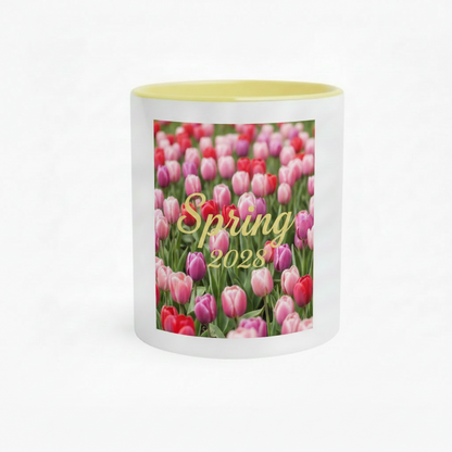 White 11oz Ceramic Mug with Color Inside Ceramic Yellow